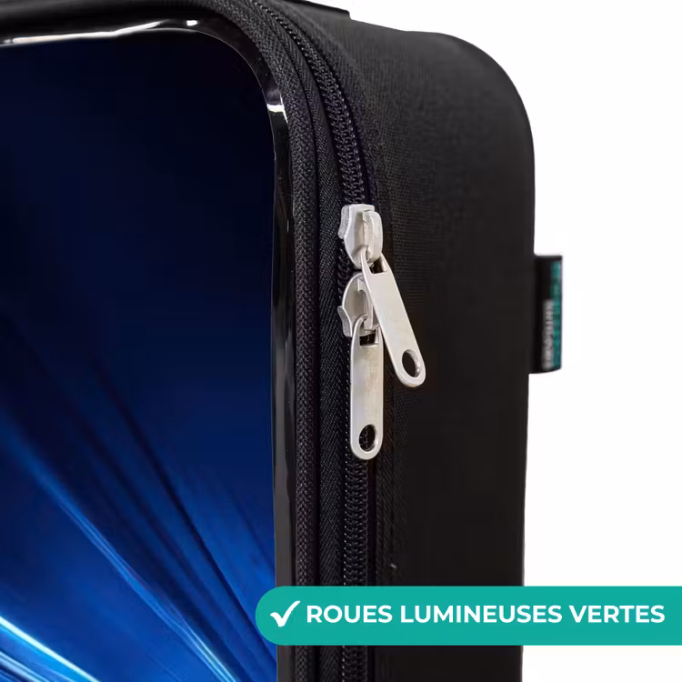 Valise enfant - Voiture de sport jaune dans un tunnel lumineux de vitesse — 6