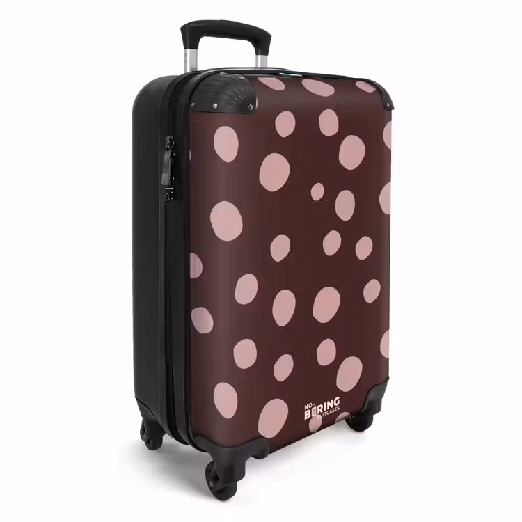 Valise - Fond brun foncé avec des points roses — 2