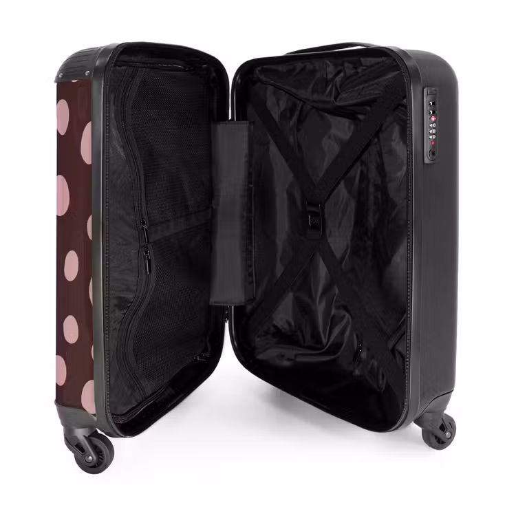 Valise - Fond brun foncé avec des points roses — 5