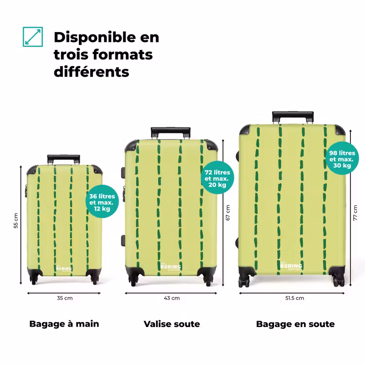 Valise - Fond vert citron avec bandes vertes foncées — 3