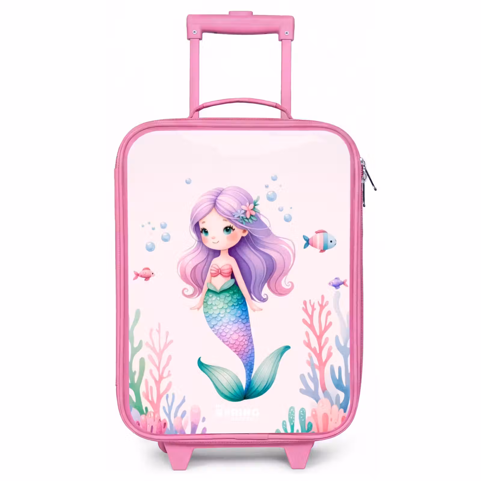 Valise enfant - Rose - Sirène entourée de poissons et de coraux — 1