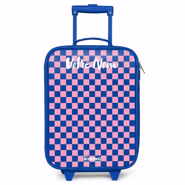 Valise enfant avec nom - Bleu - Blocs - Bleu - Rose — 1