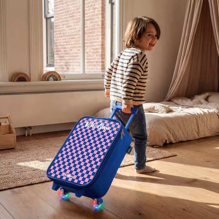 Valise enfant avec nom - Bleu - Blocs - Bleu - Rose — 2