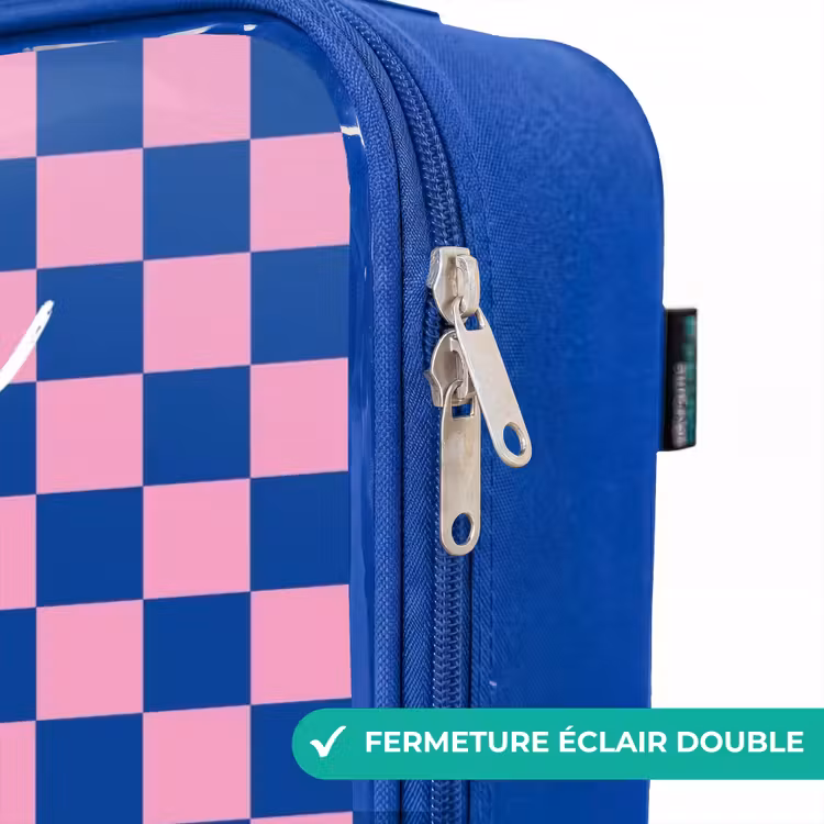 Valise enfant avec nom - Bleu - Blocs - Bleu - Rose — 7