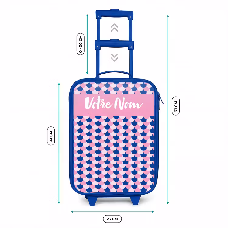 Valise enfant avec nom - Bleu - Écailles - Motif - Bleu - Rose — 6