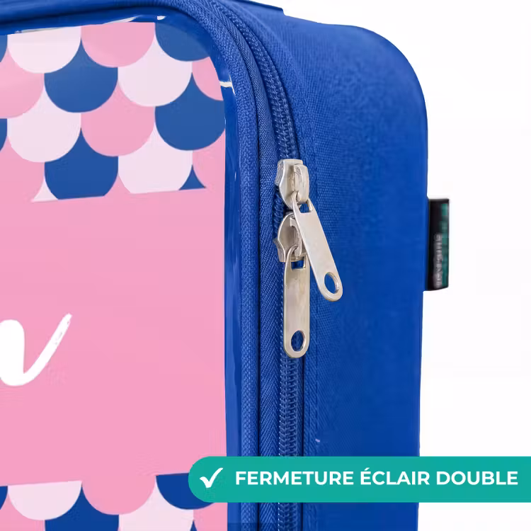 Valise enfant avec nom - Bleu - Écailles - Motif - Bleu - Rose — 7