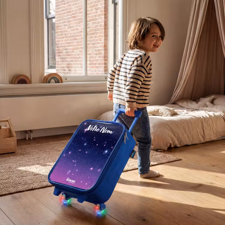 Valise enfant avec nom - Bleu - Étoiles - Galaxie - Bleu - Rose — 2