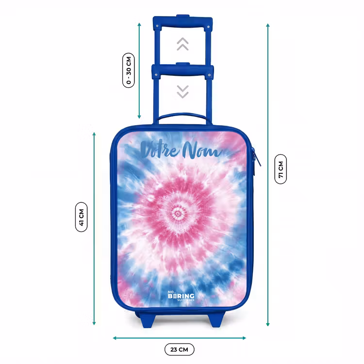 Valise enfant avec nom - Bleu - Tie dye - Abstrait - Bleu - Rose — 6