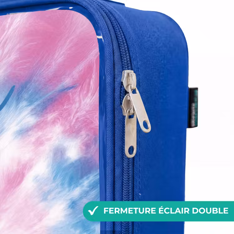 Valise enfant avec nom - Bleu - Tie dye - Abstrait - Bleu - Rose — 7