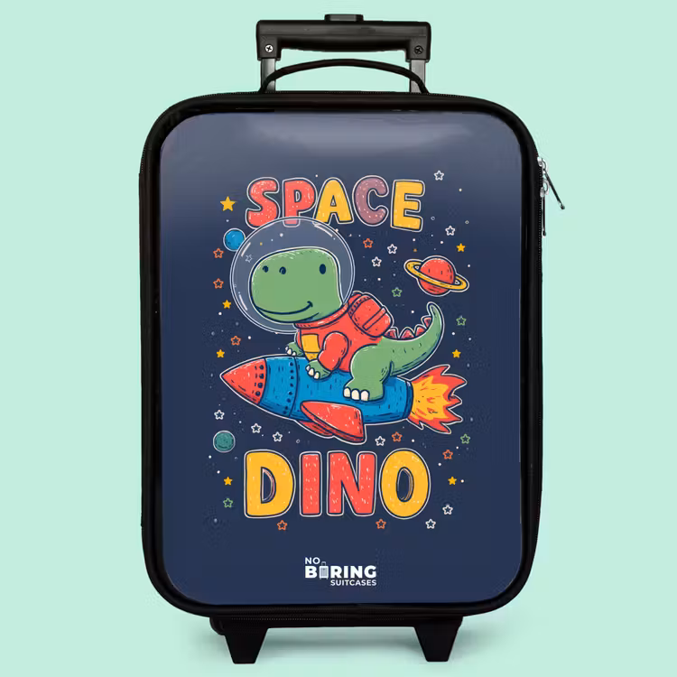 Valise enfant - Dino - Vert - Fusée - Étoiles — 3