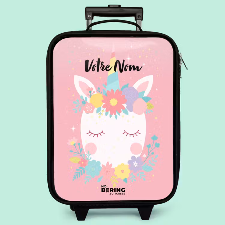 Valise enfant - Licorne - Fleurs - Rose — 3
