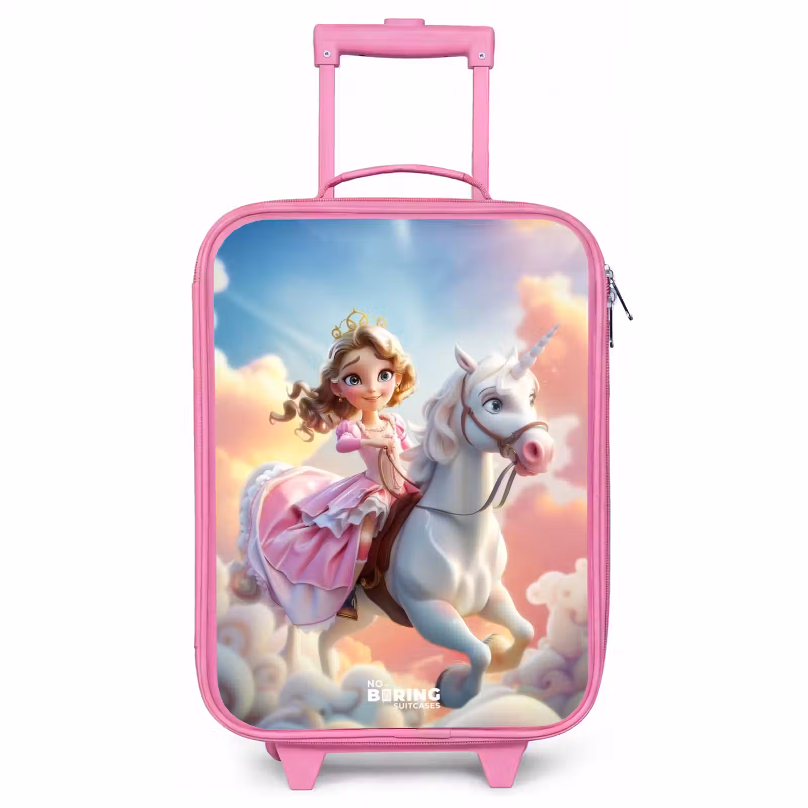 Valise enfant - Rose - Princesse en robe rose sur une licorne blanche — 1