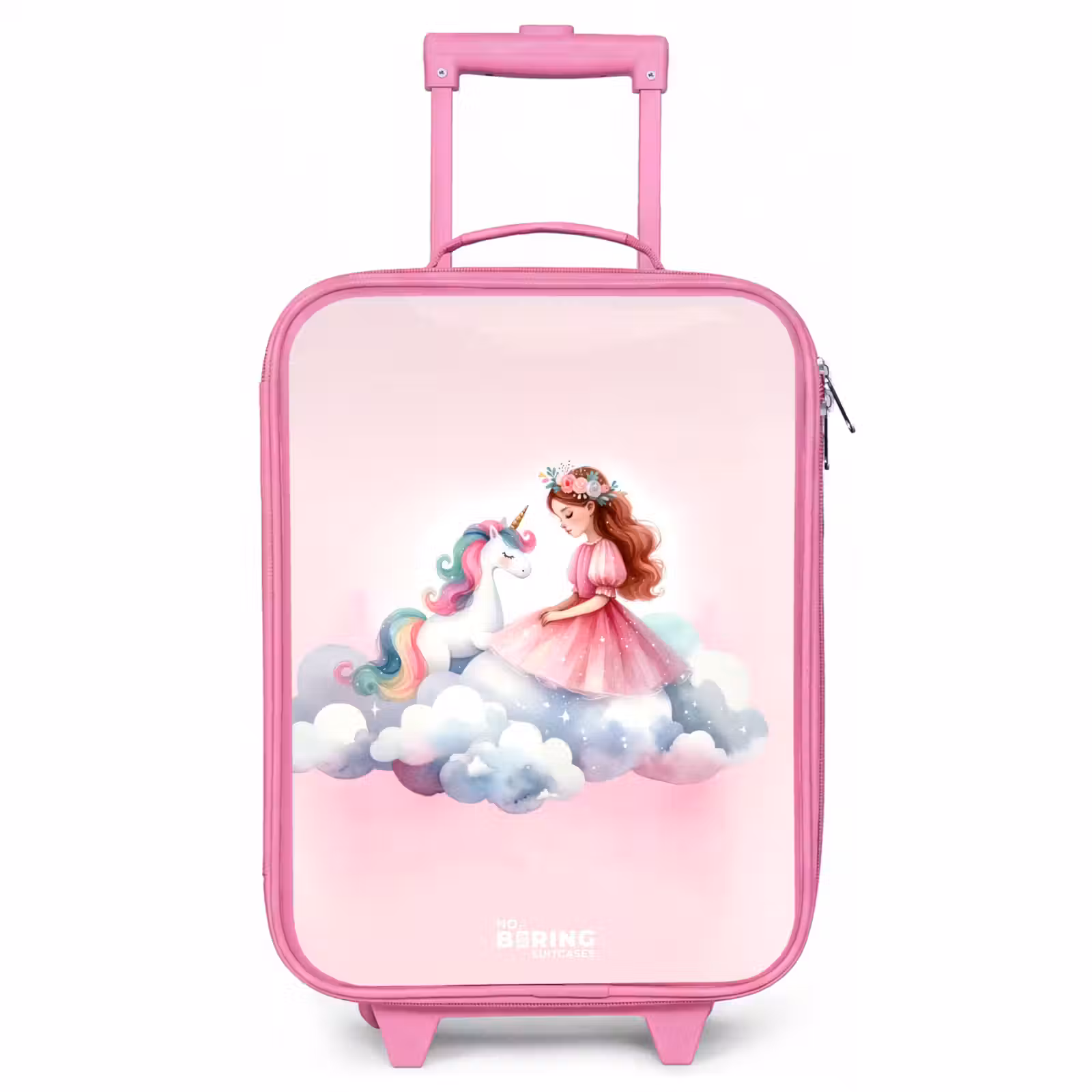 Valise enfant - Rose - Princesse et licorne sur un nuage — 1