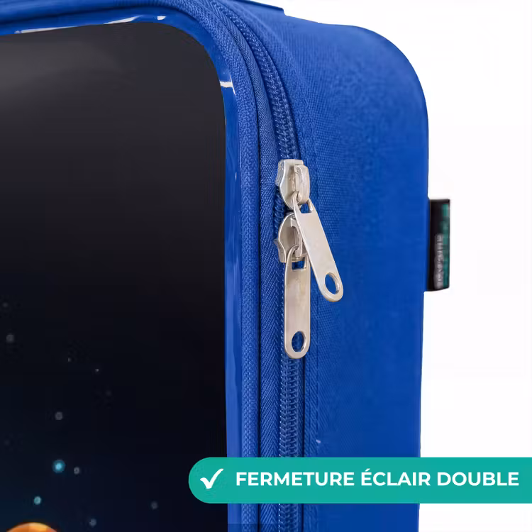 Valise enfant - Bleu - Fusée orange dans le ciel étoilé — 7