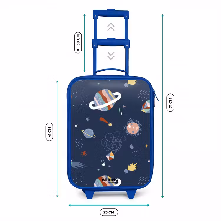 Valise enfant - Bleu - planètes colorées sur fond sombre — 6