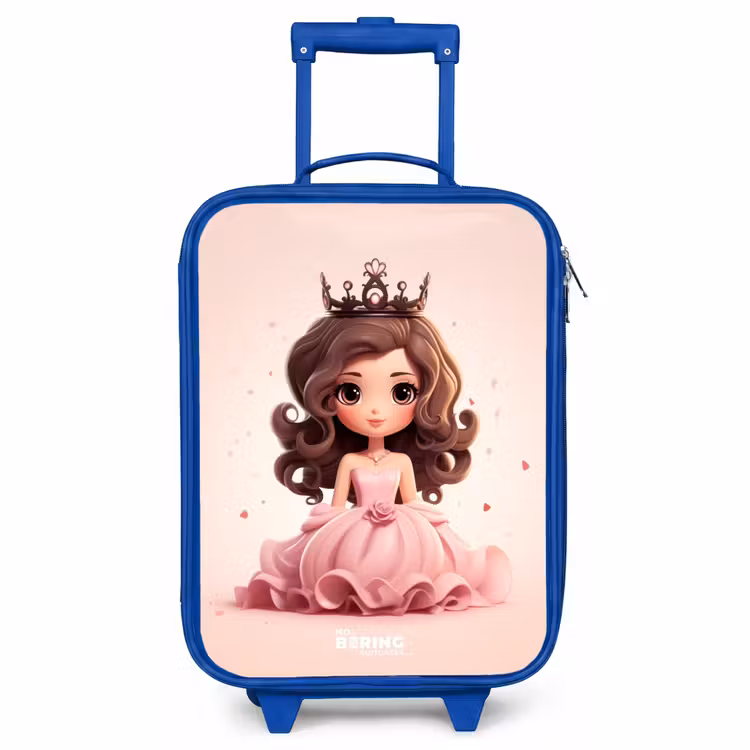 Valise enfant - Bleu - Princesse en robe rose avec couronne — 1