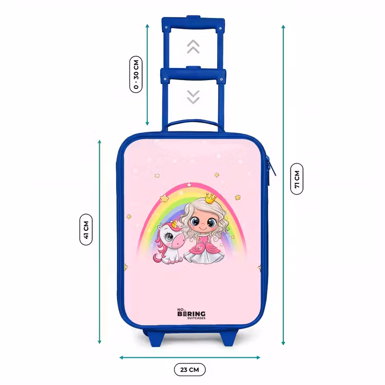 Valise enfant - Bleu - Princesse et licorne à l'arc-en-ciel rose — 6