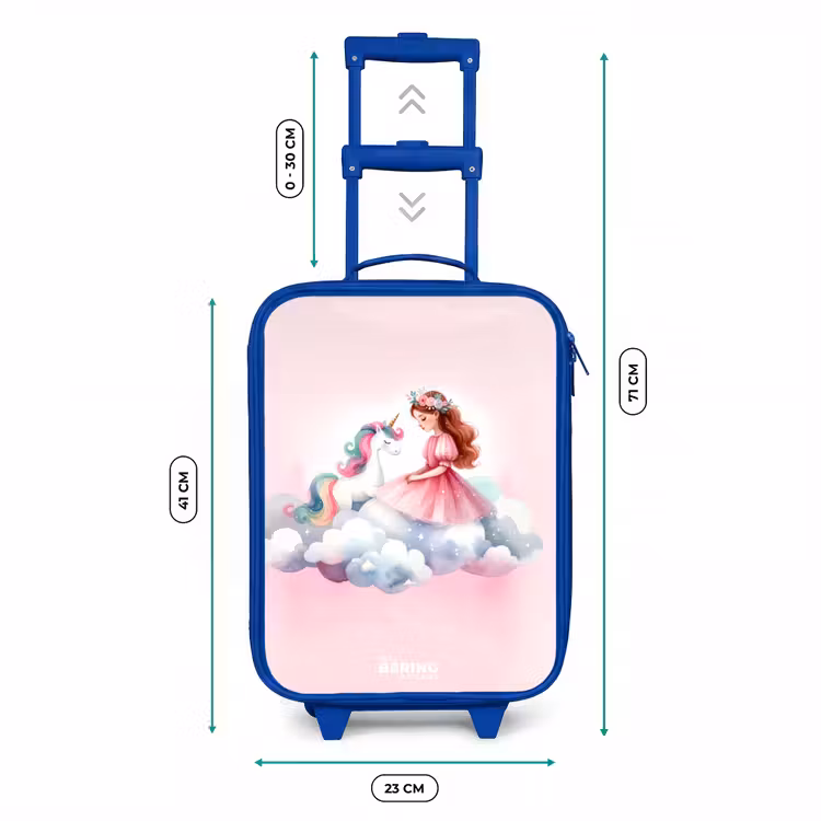 Valise enfant - Bleu - Princesse et licorne sur un nuage — 6