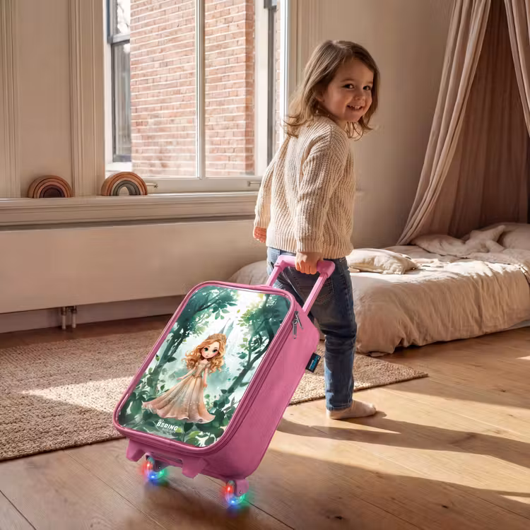 Valise enfant - Rose - Fille aux cheveux blonds dans la forêt — 2