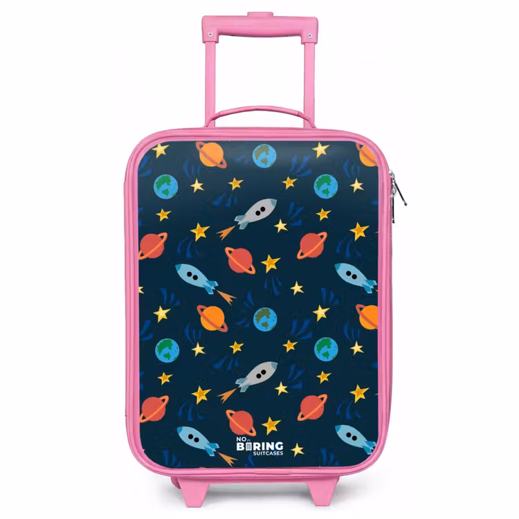 Valise enfant - Rose - Modèle de fusées et de planètes — 1
