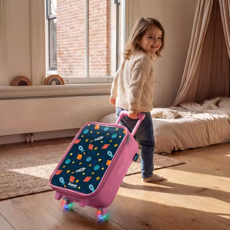 Valise enfant - Rose - Modèle de fusées et de planètes — 2