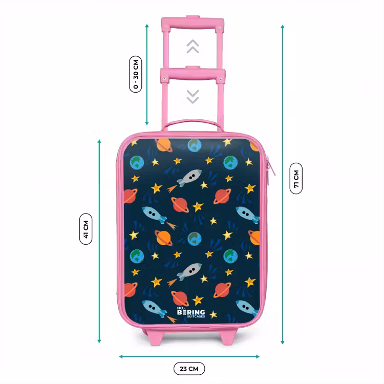 Valise enfant - Rose - Modèle de fusées et de planètes — 6