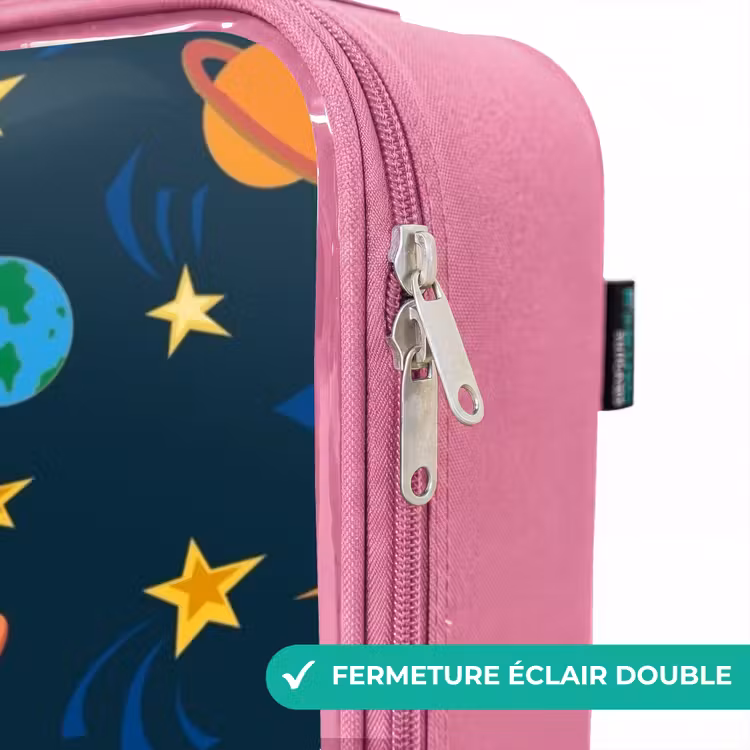 Valise enfant - Rose - Modèle de fusées et de planètes — 7