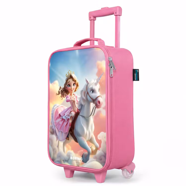 Valise enfant - Rose - Princesse en robe rose sur une licorne blanche — 8