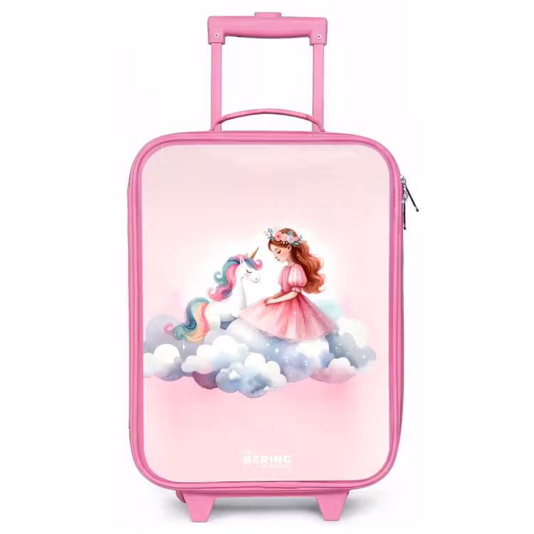Valise enfant - Rose - Princesse et licorne sur un nuage — 1