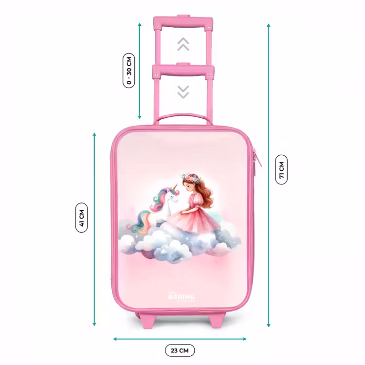 Valise enfant - Rose - Princesse et licorne sur un nuage — 6