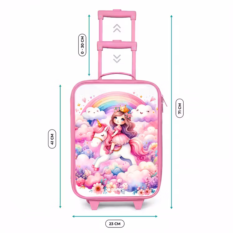 Valise enfant - Rose - Princesse sur une licorne près d'un arc-en-ciel — 6