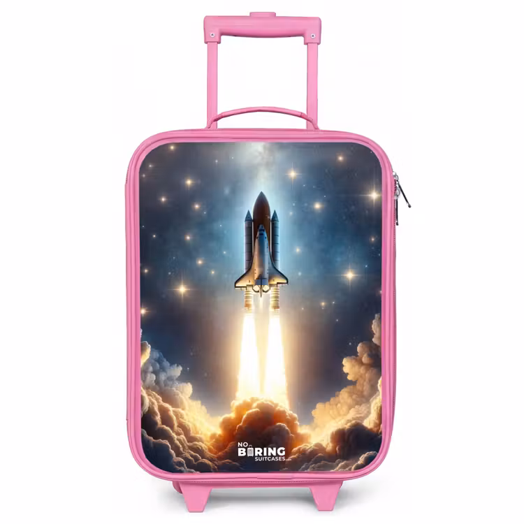 Valise enfant - Rose - Un vaisseau spatial qui décolle parmi les étoiles — 1