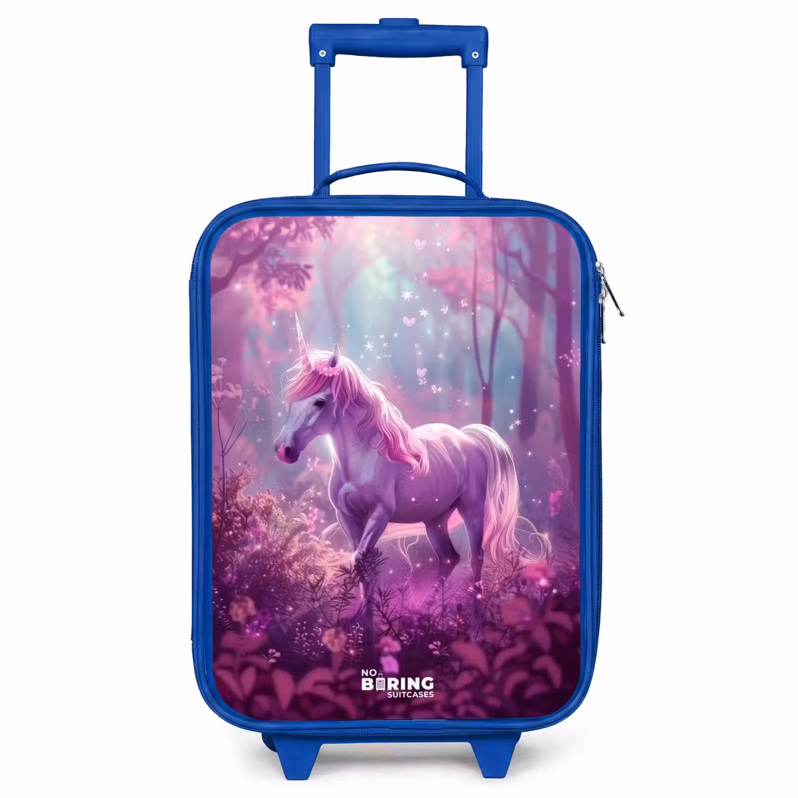 Valise enfant - Bleu - Licorne entourée de nature violette — 1