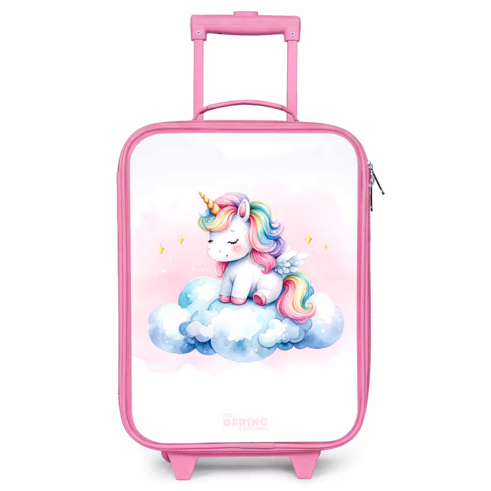 Valise enfant - Rose - Licorne à la crinière arc-en-ciel sur un nuage — 1