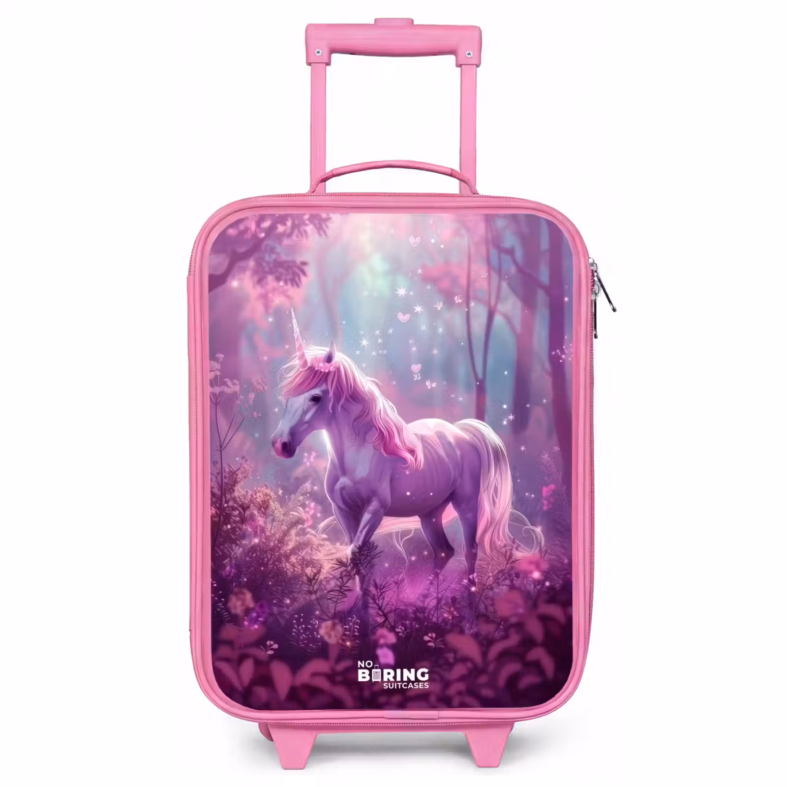 Valise enfant - Rose - Licorne entourée de nature violette — 1