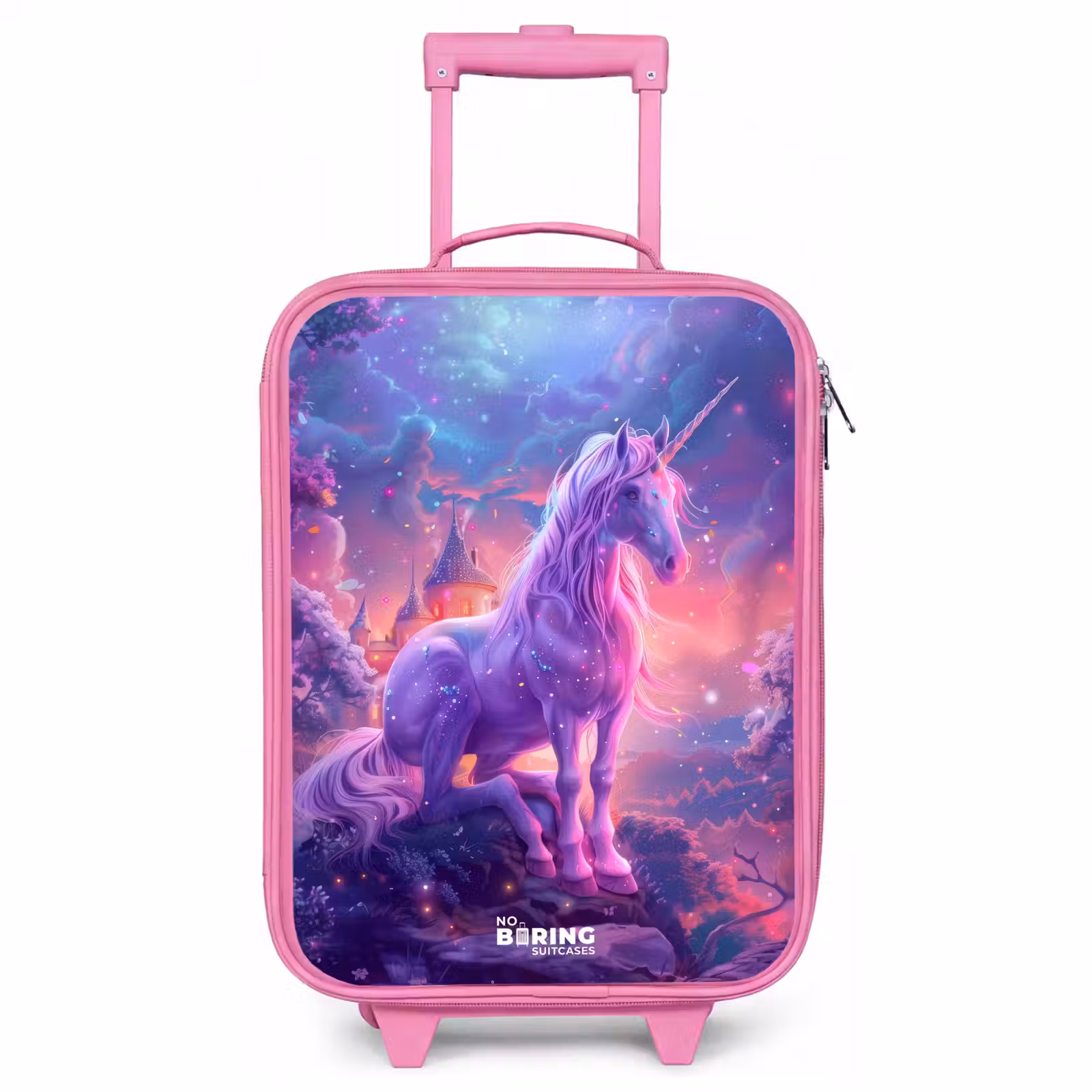 Valise enfant - Rose - Licorne violette dans un environnement magique — 1