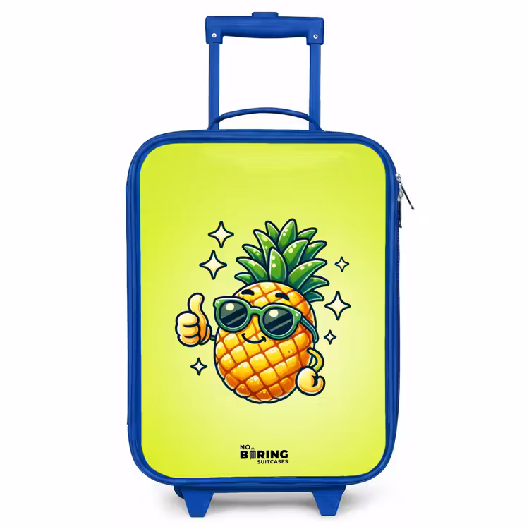 Valise enfant - Bleu - Ananas heureux sur fond vert — 1