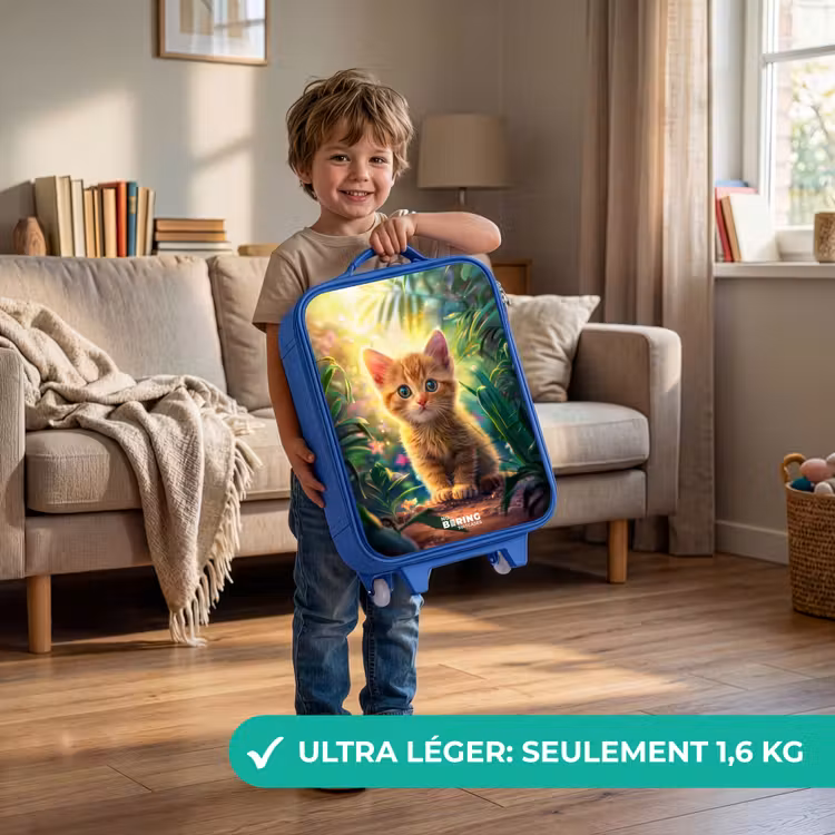 Valise enfant - Bleu - Chaton rouge dans une nature verdoyante — 3