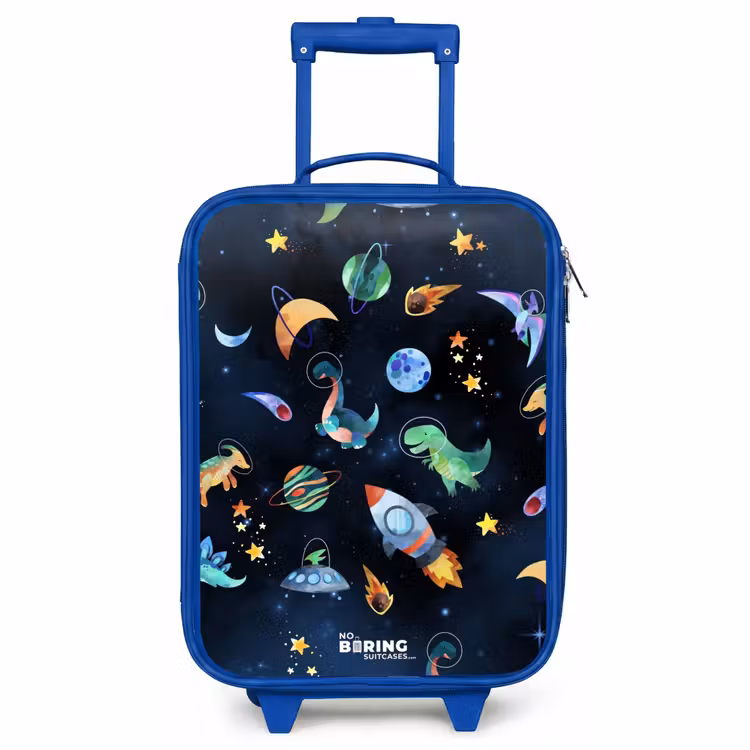 Valise enfant - Bleu - Dinosaures et planètes sur fond sombre — 1
