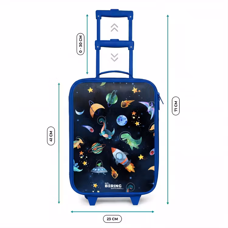 Valise enfant - Bleu - Dinosaures et planètes sur fond sombre — 6