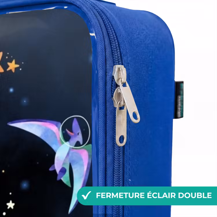 Valise enfant - Bleu - Dinosaures et planètes sur fond sombre — 7