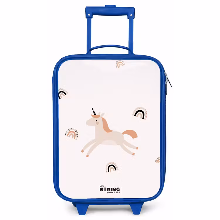 Valise enfant - Bleu - Licorne à la crinière orange — 1