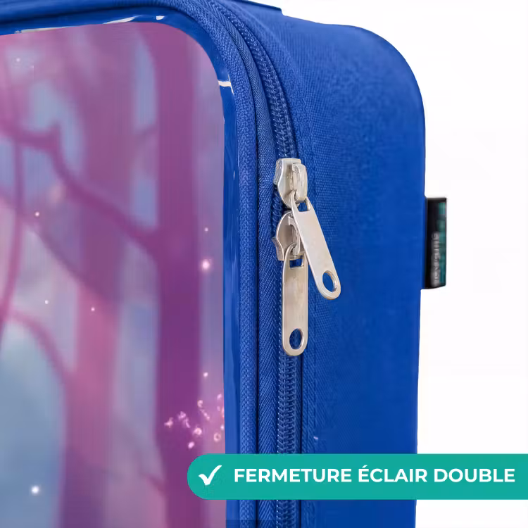 Valise enfant - Bleu - Licorne entourée de nature violette — 7