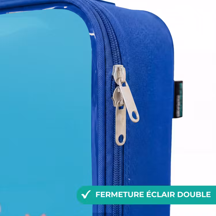 Valise enfant - Bleu - Licorne joyeuse devant un arc-en-ciel — 7