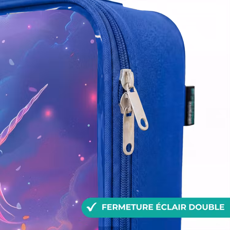 Valise enfant - Bleu - Licorne violette dans un environnement magique — 7