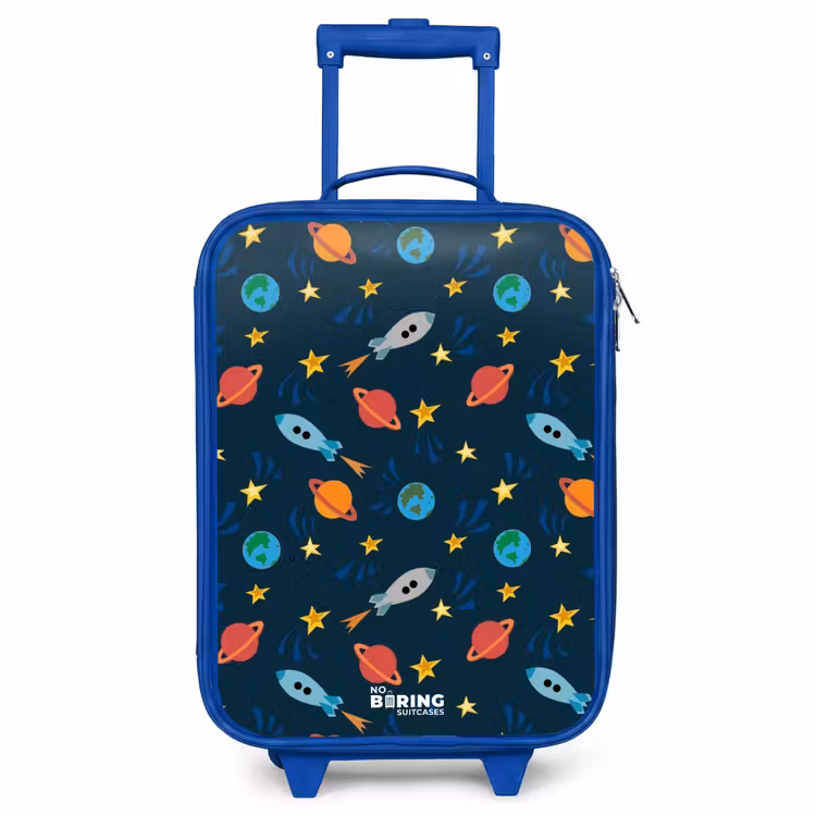 Valise enfant - Bleu - Modèle de fusées et de planètes — 1