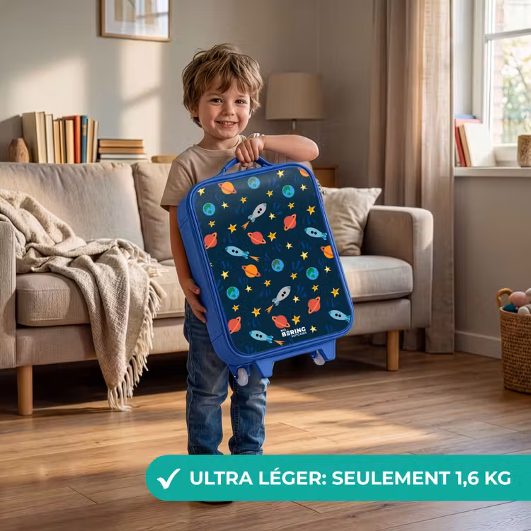 Valise enfant - Bleu - Modèle de fusées et de planètes — 3