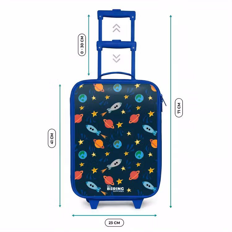 Valise enfant - Bleu - Modèle de fusées et de planètes — 6