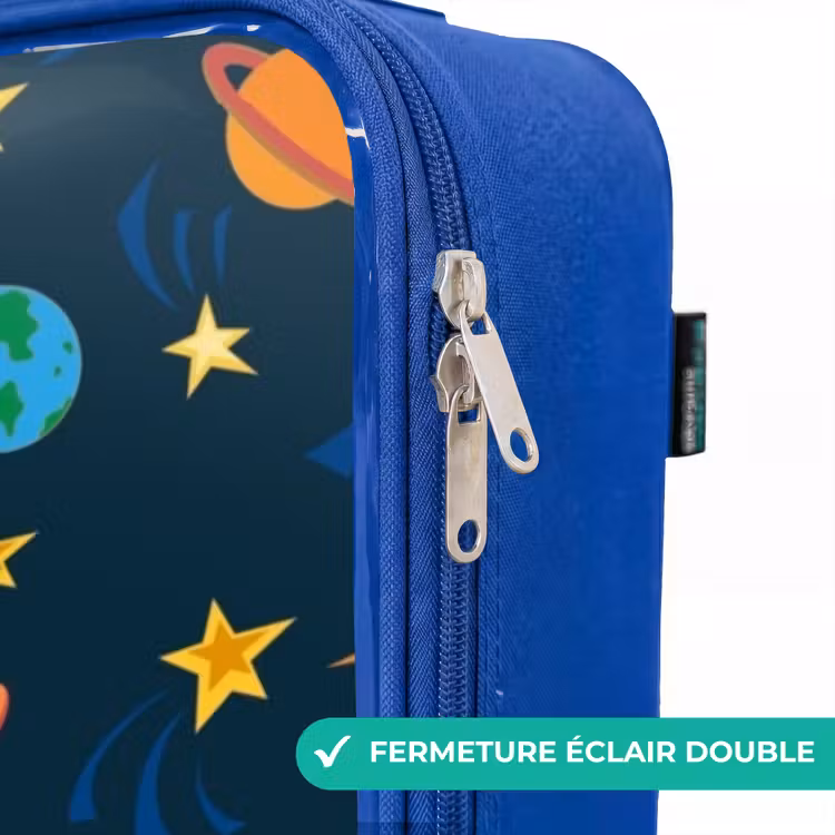 Valise enfant - Bleu - Modèle de fusées et de planètes — 7
