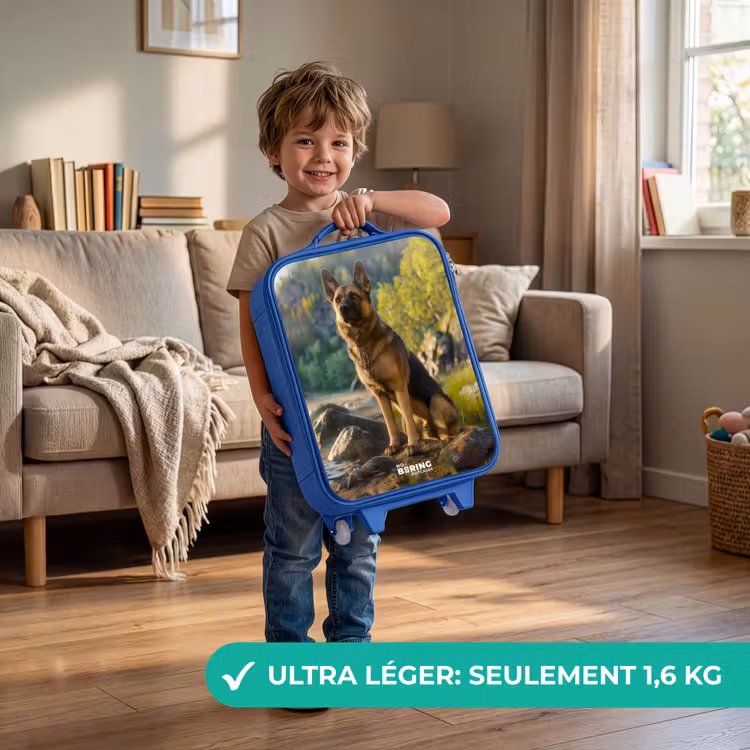 Valise enfant - Bleu - Observer le chien de berger sur les rochers — 3
